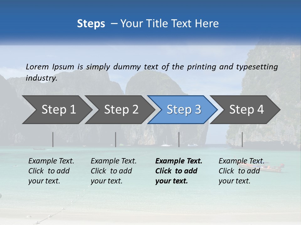 A Beach With A Boat In The Water And Mountains In The Background PowerPoint Template