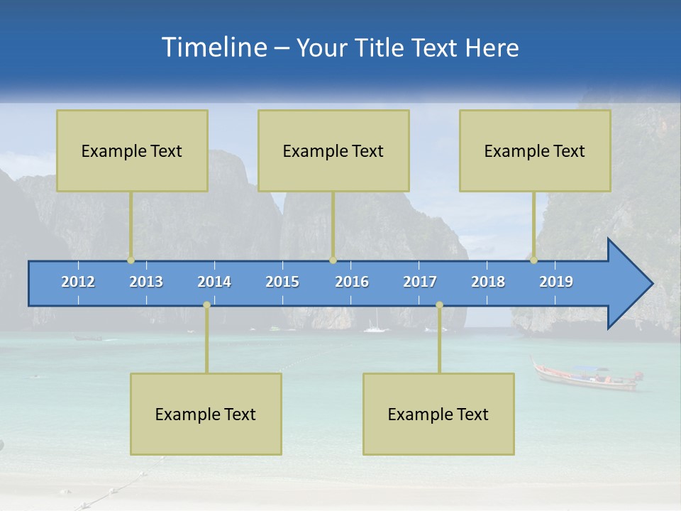 A Beach With A Boat In The Water And Mountains In The Background PowerPoint Template