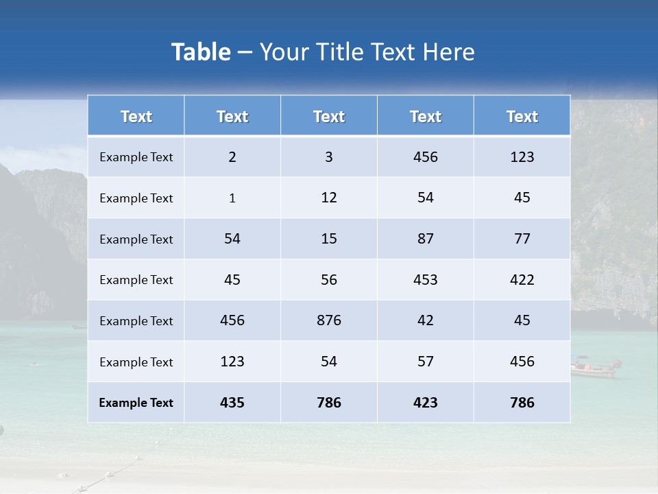 A Beach With A Boat In The Water And Mountains In The Background PowerPoint Template