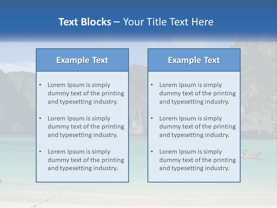 A Beach With A Boat In The Water And Mountains In The Background PowerPoint Template