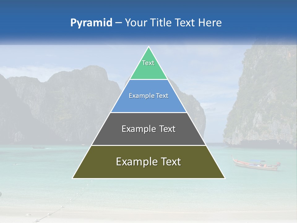 A Beach With A Boat In The Water And Mountains In The Background PowerPoint Template