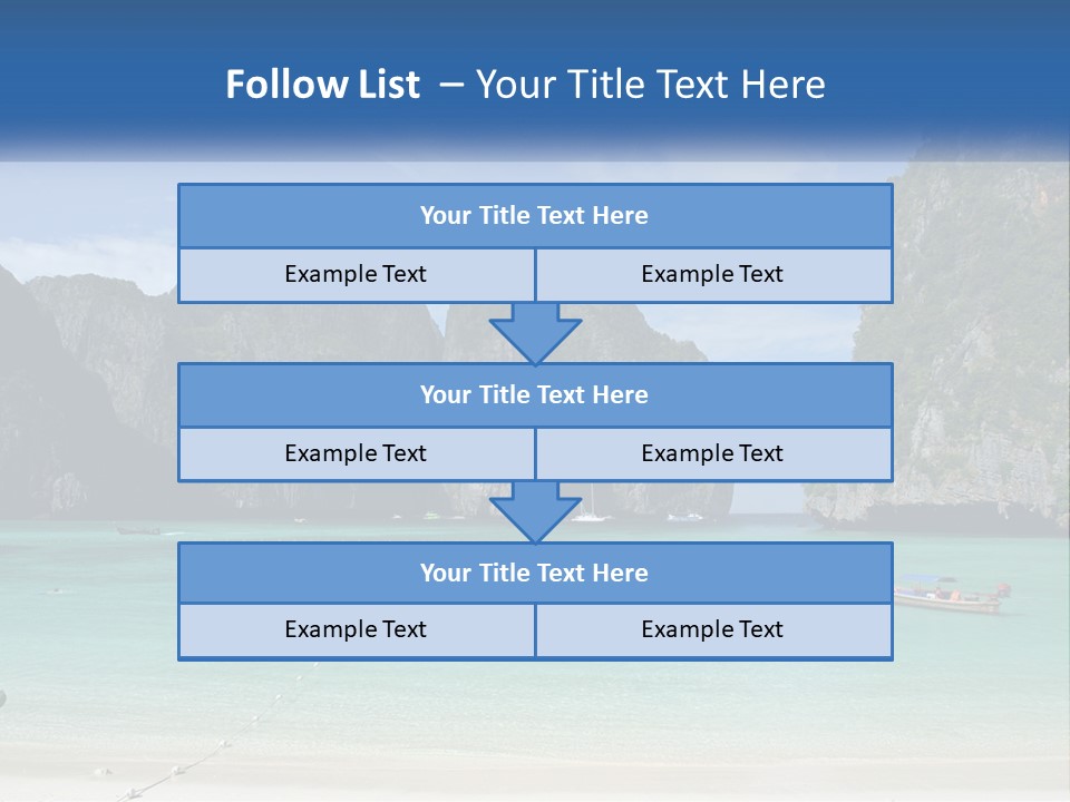 A Beach With A Boat In The Water And Mountains In The Background PowerPoint Template