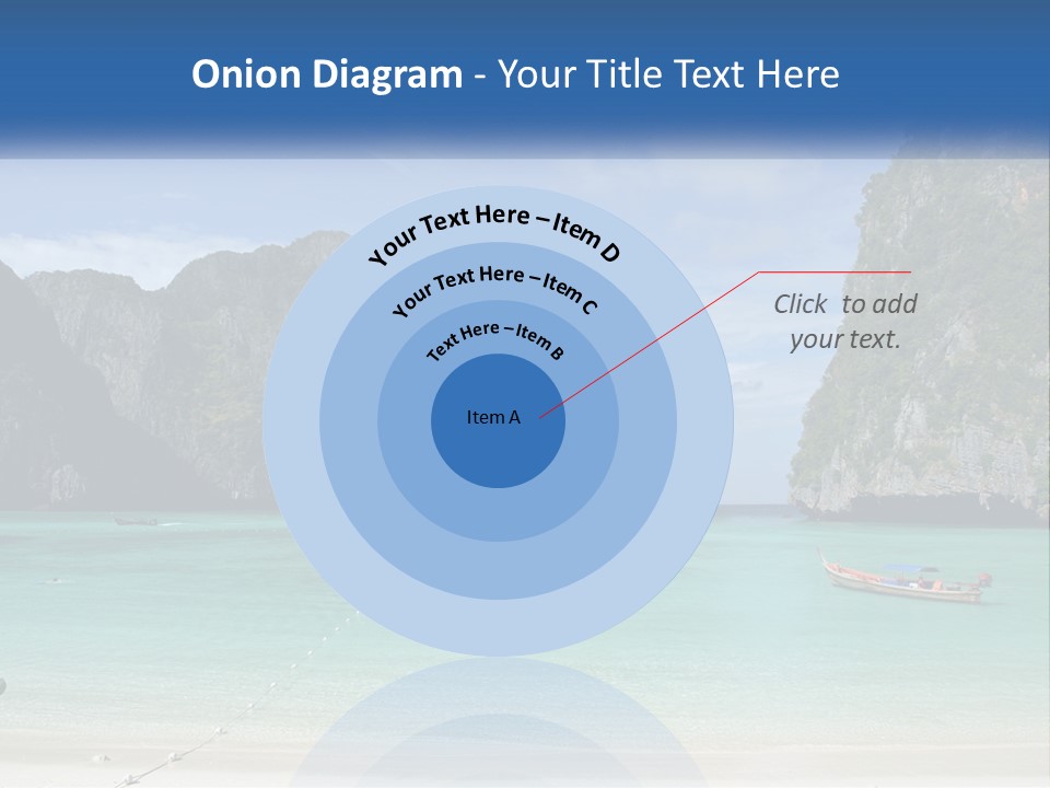 A Beach With A Boat In The Water And Mountains In The Background PowerPoint Template