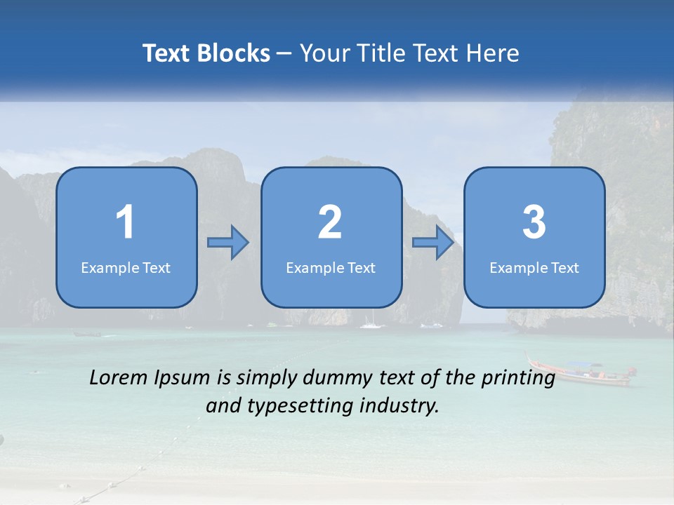 A Beach With A Boat In The Water And Mountains In The Background PowerPoint Template