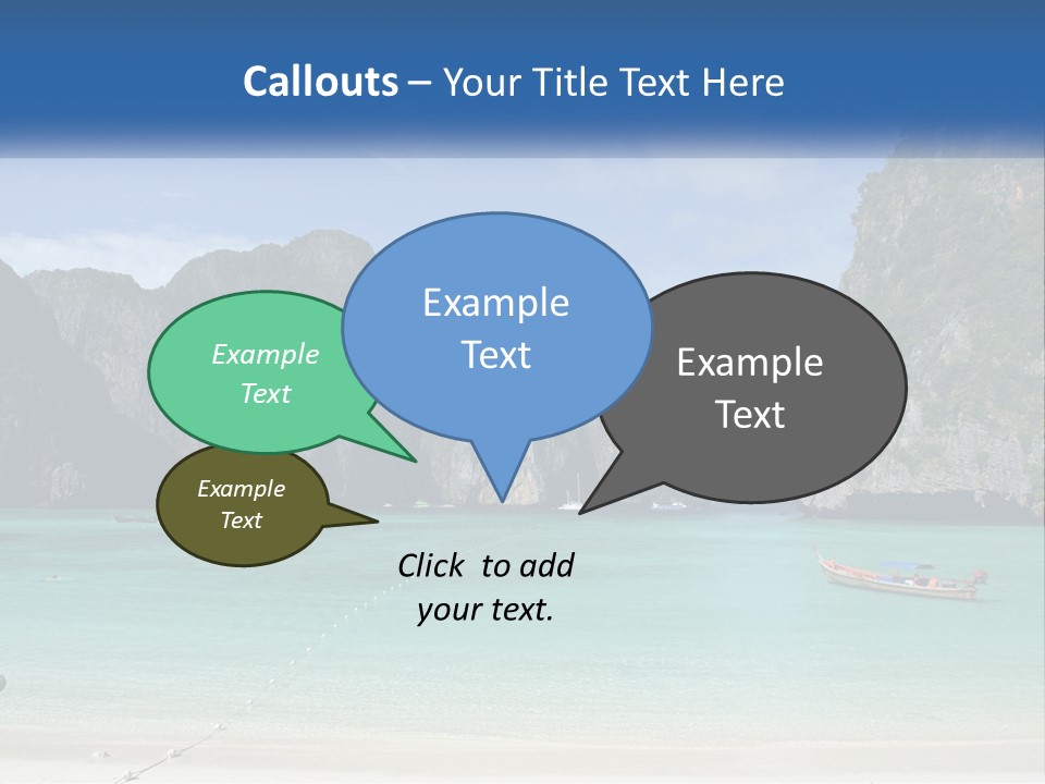 A Beach With A Boat In The Water And Mountains In The Background PowerPoint Template