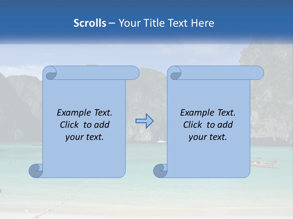 A Beach With A Boat In The Water And Mountains In The Background PowerPoint Template