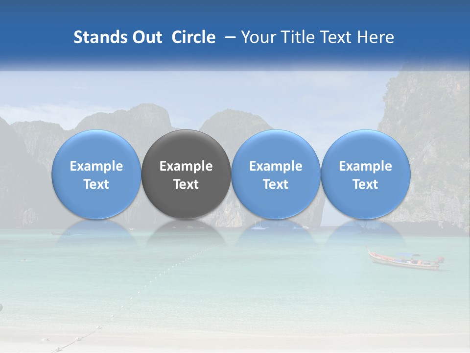 A Beach With A Boat In The Water And Mountains In The Background PowerPoint Template