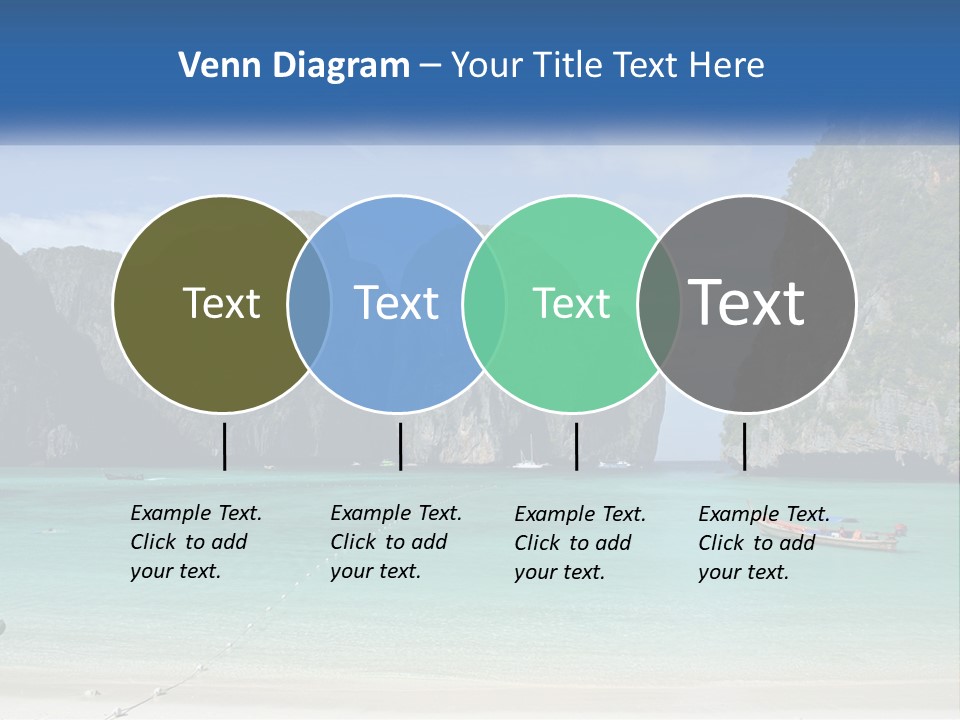 A Beach With A Boat In The Water And Mountains In The Background PowerPoint Template
