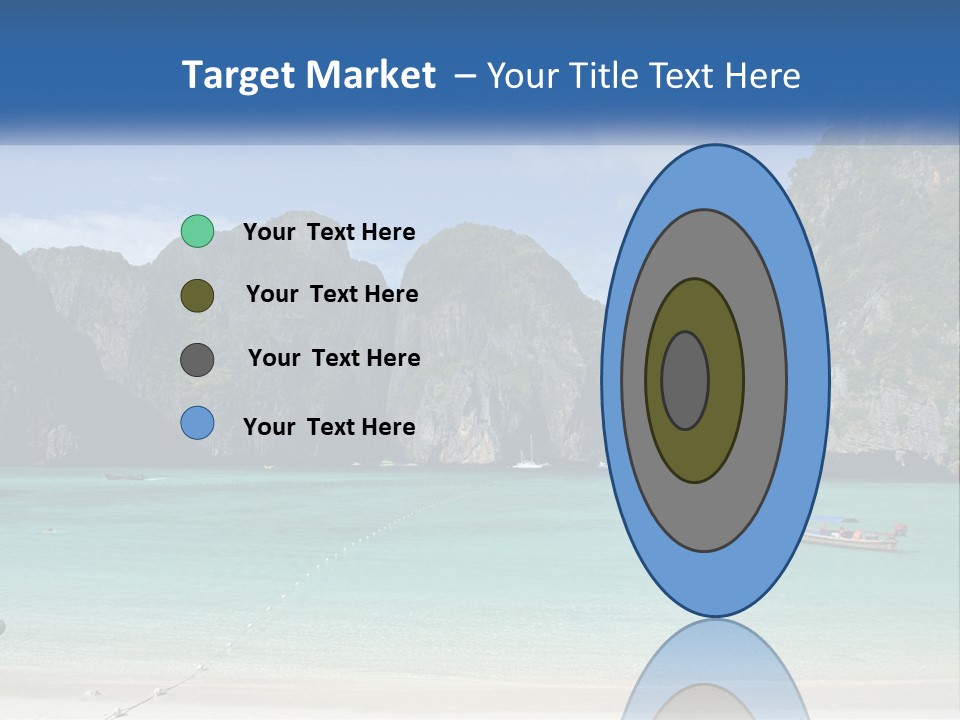 A Beach With A Boat In The Water And Mountains In The Background PowerPoint Template