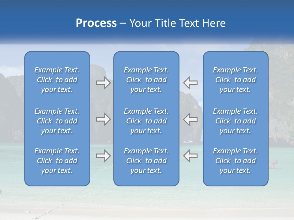 A Beach With A Boat In The Water And Mountains In The Background PowerPoint Template