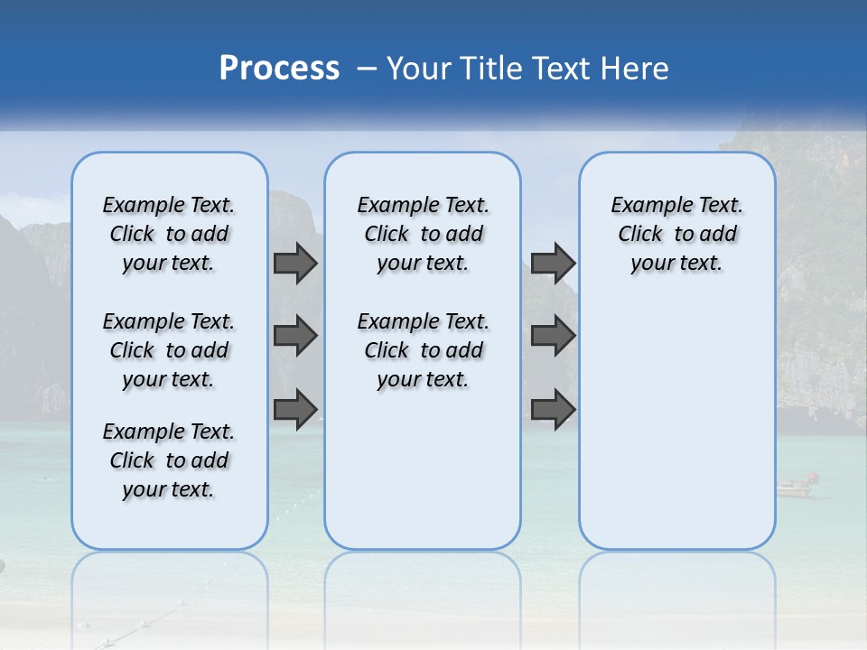 A Beach With A Boat In The Water And Mountains In The Background PowerPoint Template