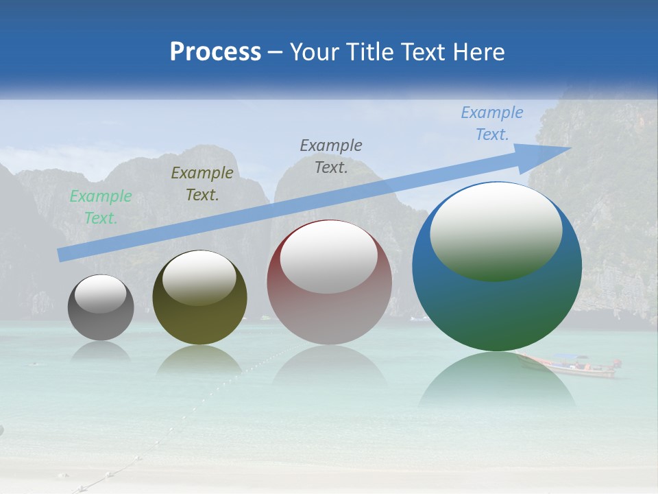 A Beach With A Boat In The Water And Mountains In The Background PowerPoint Template