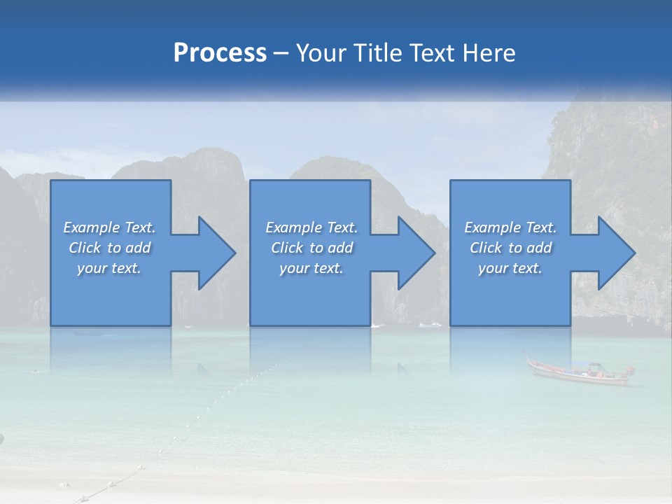 A Beach With A Boat In The Water And Mountains In The Background PowerPoint Template