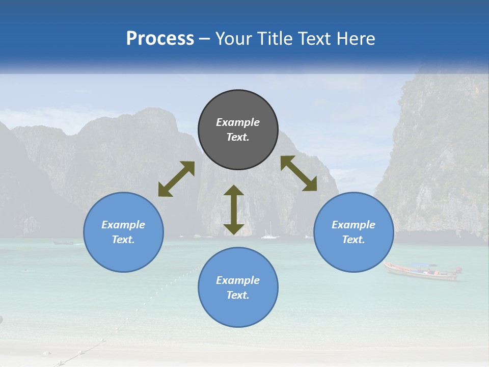 A Beach With A Boat In The Water And Mountains In The Background PowerPoint Template