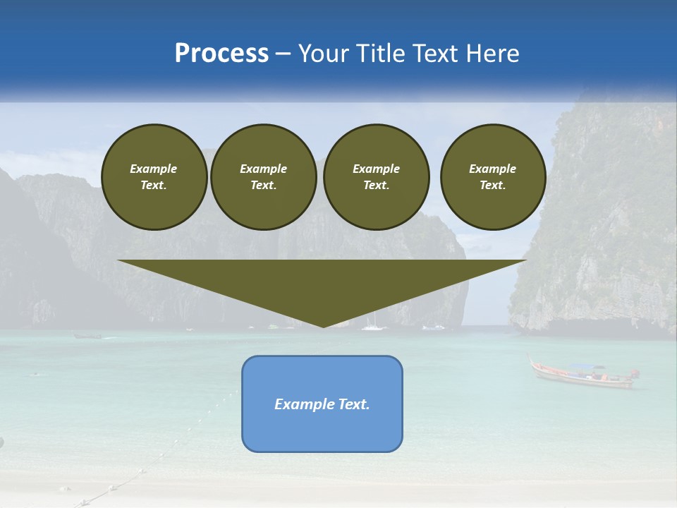 A Beach With A Boat In The Water And Mountains In The Background PowerPoint Template