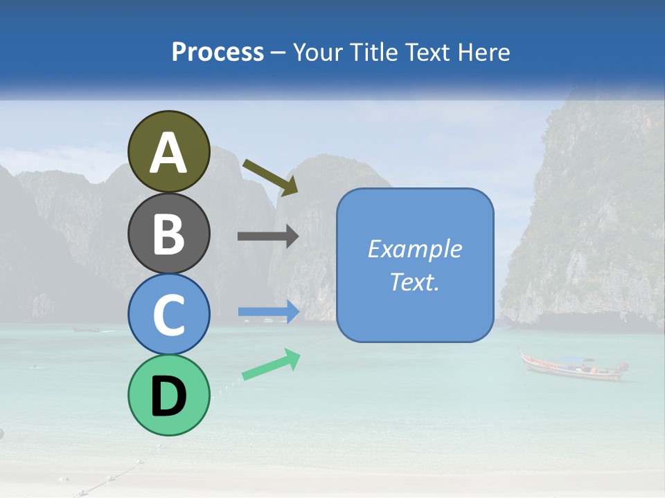 A Beach With A Boat In The Water And Mountains In The Background PowerPoint Template