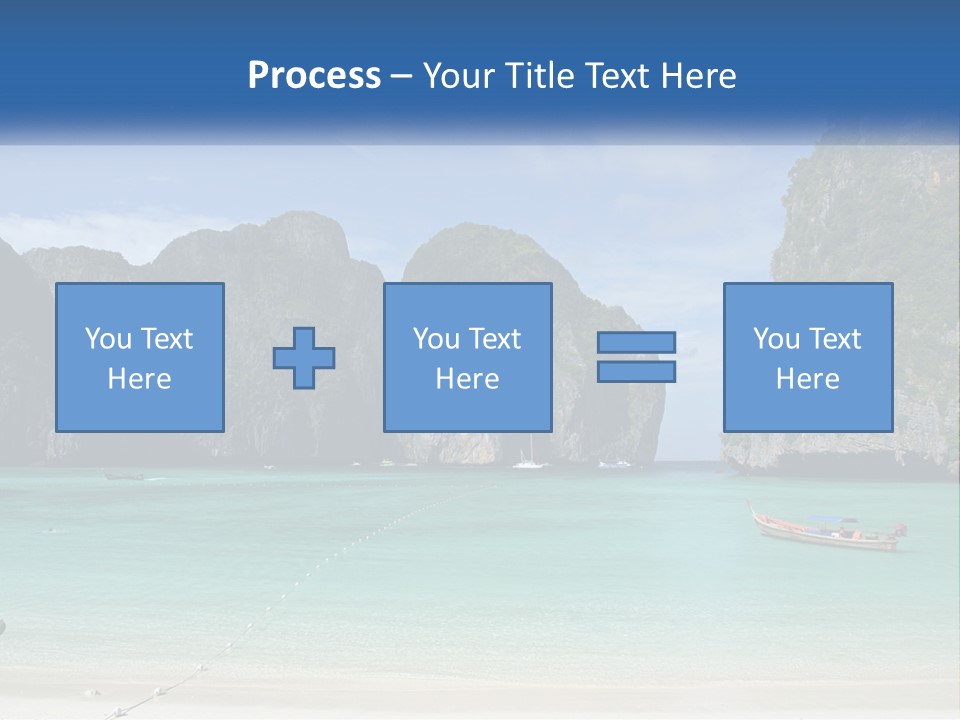 A Beach With A Boat In The Water And Mountains In The Background PowerPoint Template