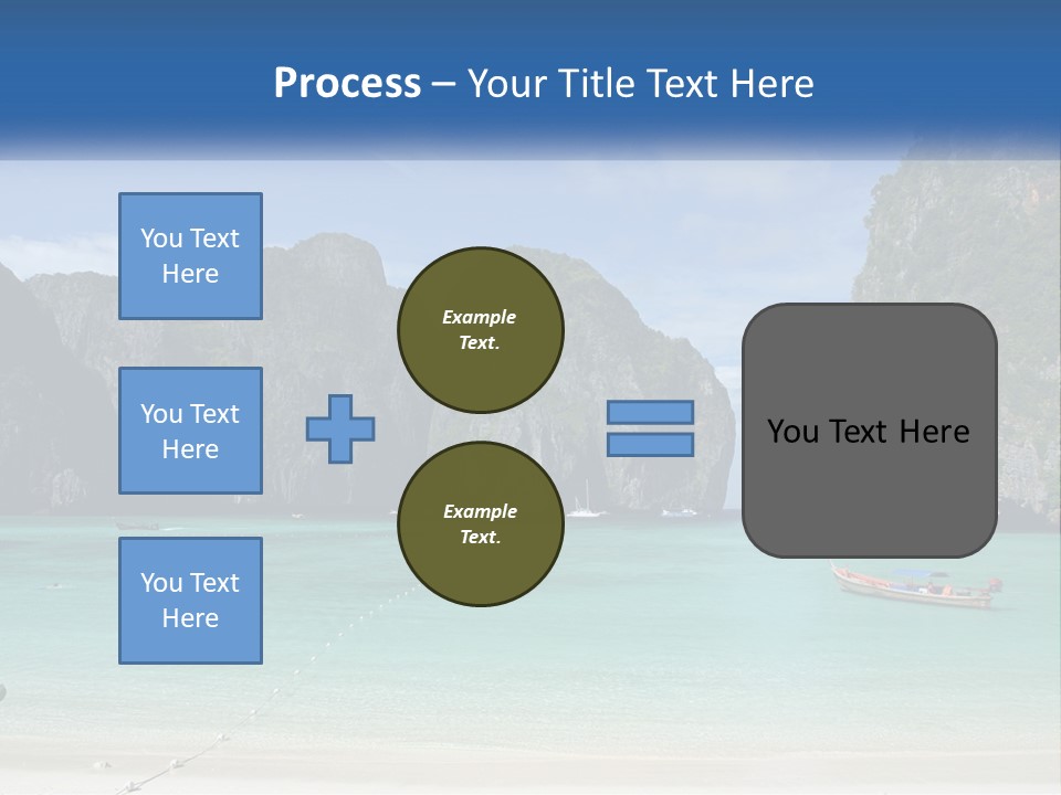 A Beach With A Boat In The Water And Mountains In The Background PowerPoint Template