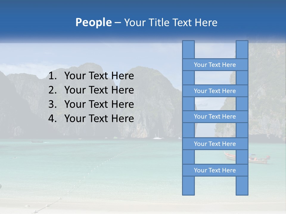 A Beach With A Boat In The Water And Mountains In The Background PowerPoint Template