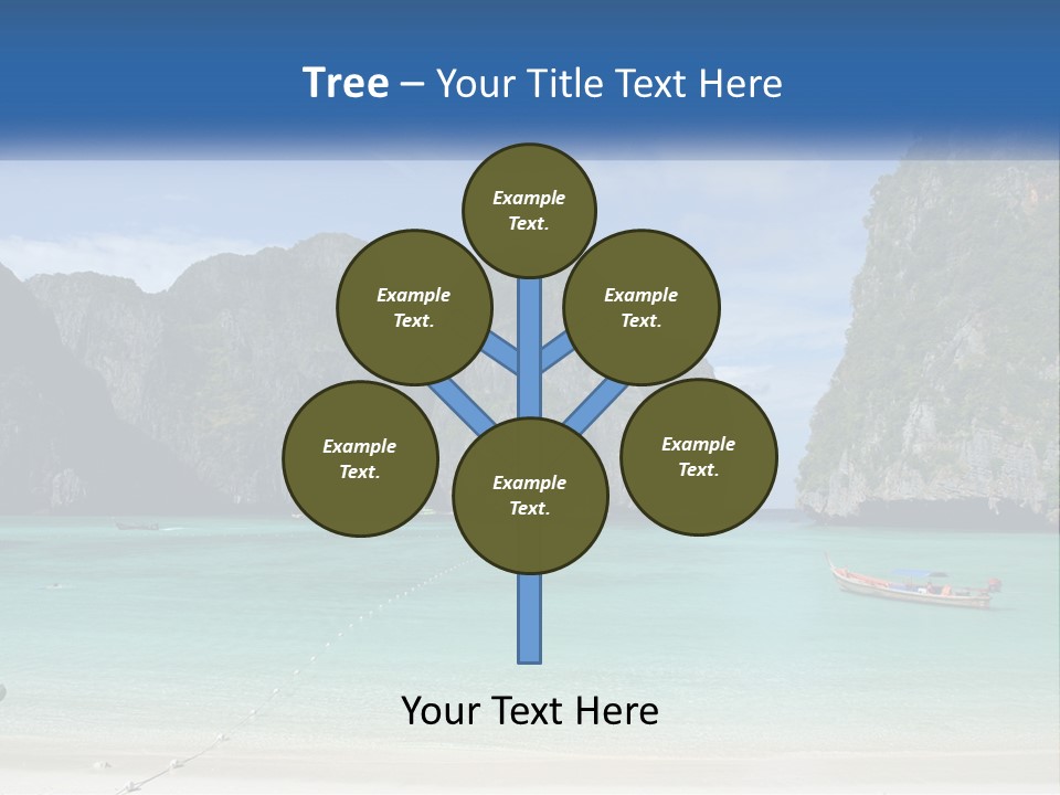 A Beach With A Boat In The Water And Mountains In The Background PowerPoint Template