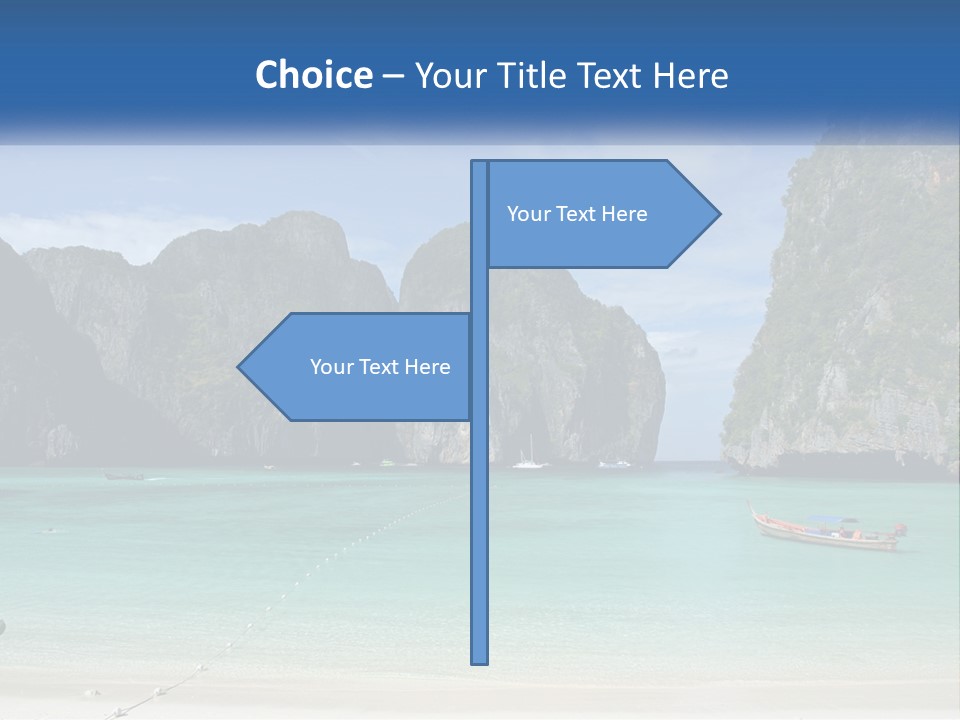 A Beach With A Boat In The Water And Mountains In The Background PowerPoint Template