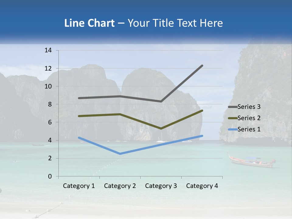 A Beach With A Boat In The Water And Mountains In The Background PowerPoint Template