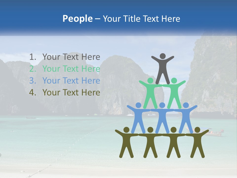 A Beach With A Boat In The Water And Mountains In The Background PowerPoint Template