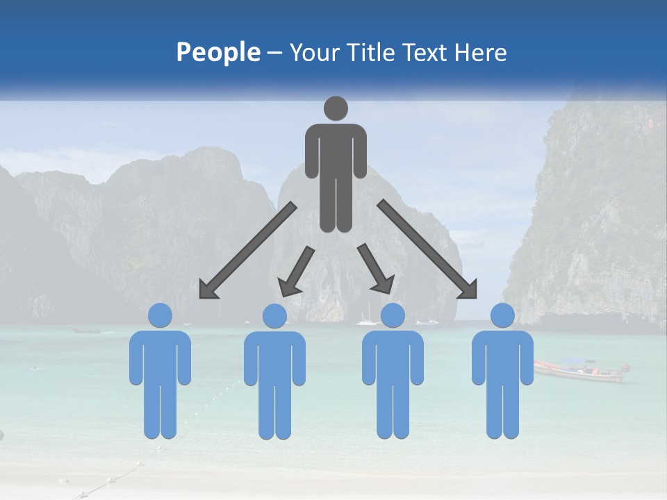 A Beach With A Boat In The Water And Mountains In The Background PowerPoint Template