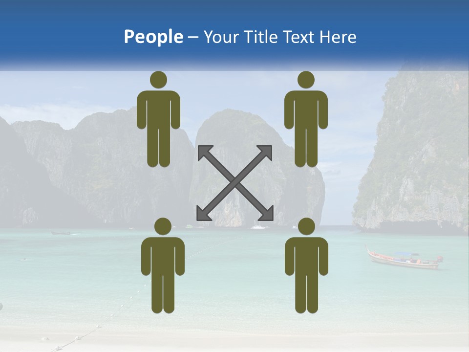 A Beach With A Boat In The Water And Mountains In The Background PowerPoint Template