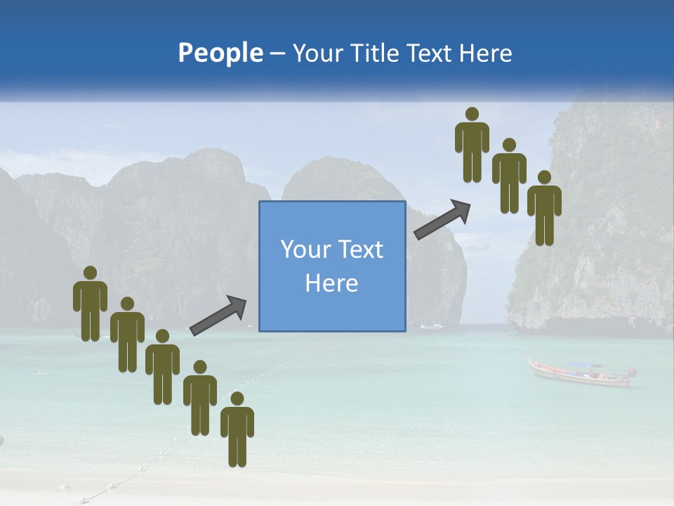 A Beach With A Boat In The Water And Mountains In The Background PowerPoint Template