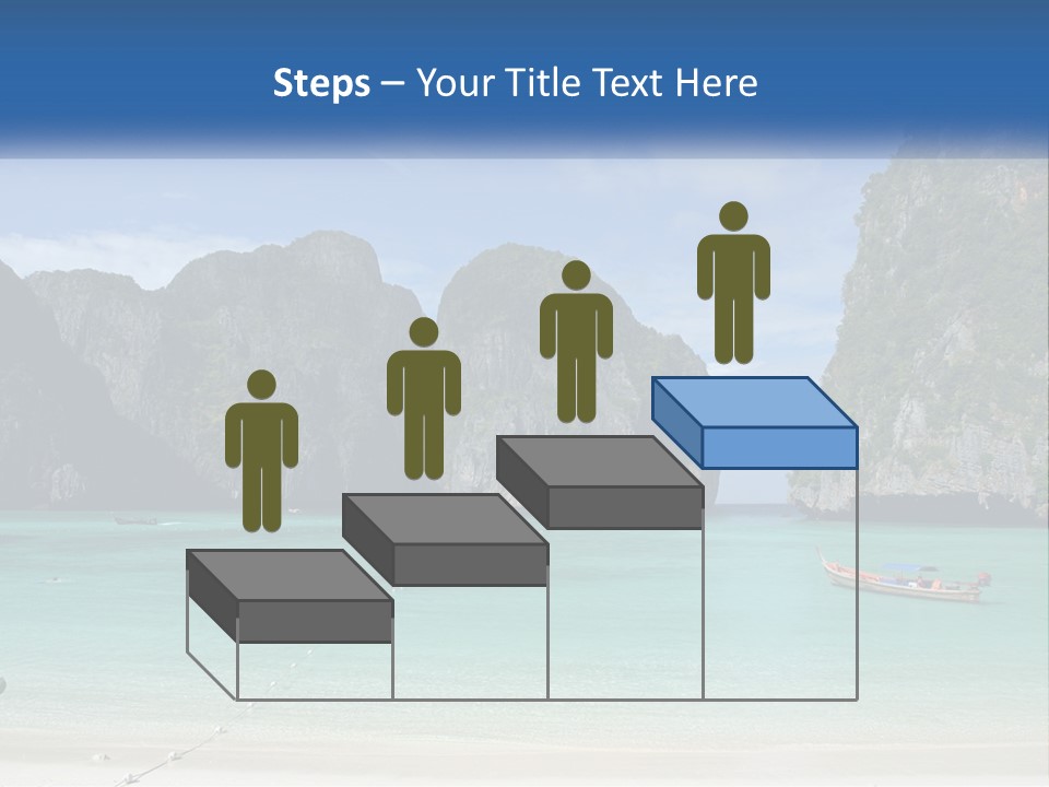 A Beach With A Boat In The Water And Mountains In The Background PowerPoint Template