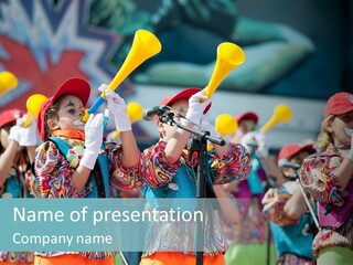 A Group Of Children With Musical Instruments In Their Hands PowerPoint Template