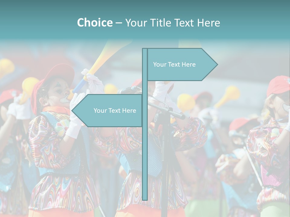 A Group Of Children With Musical Instruments In Their Hands PowerPoint Template