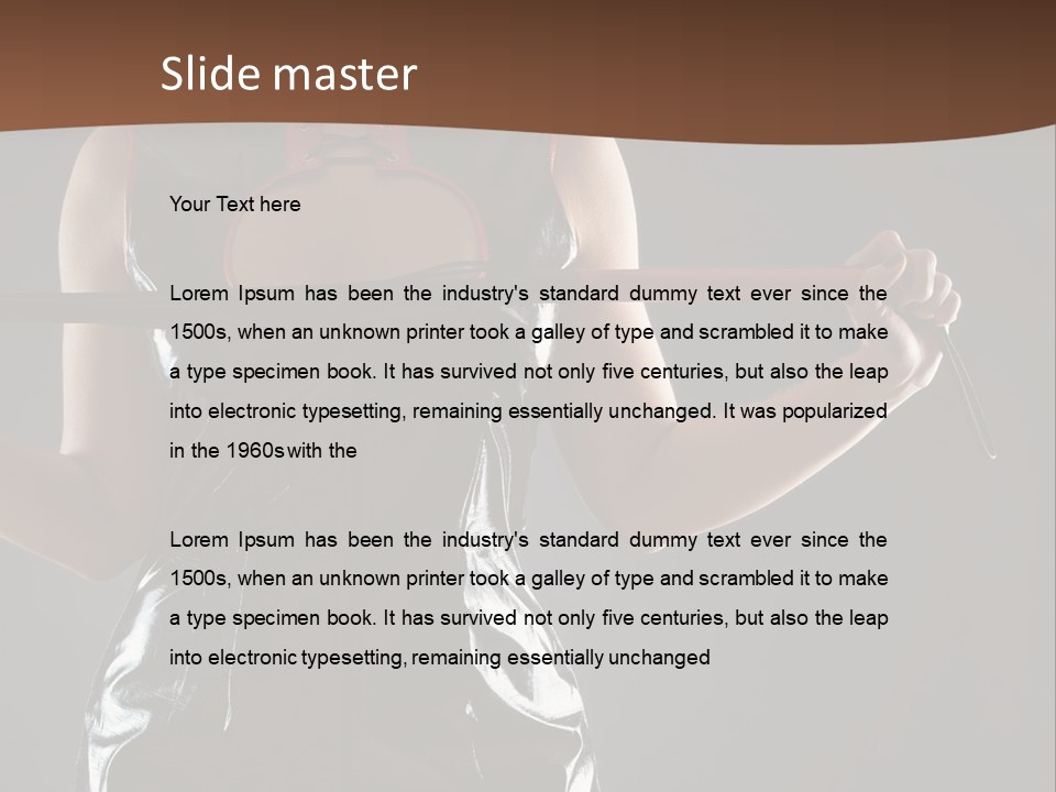 A Woman In A Latex Outfit Holding A Cane PowerPoint Template