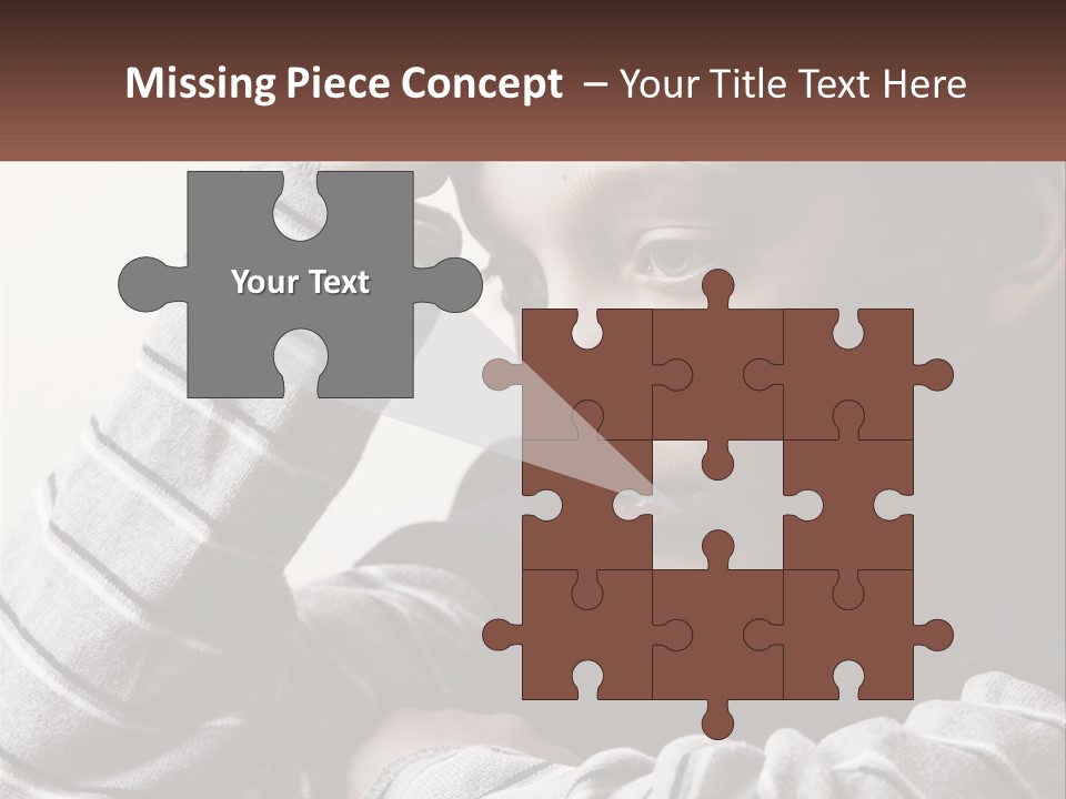 A Young Boy Holding His Head In His Hands PowerPoint Template