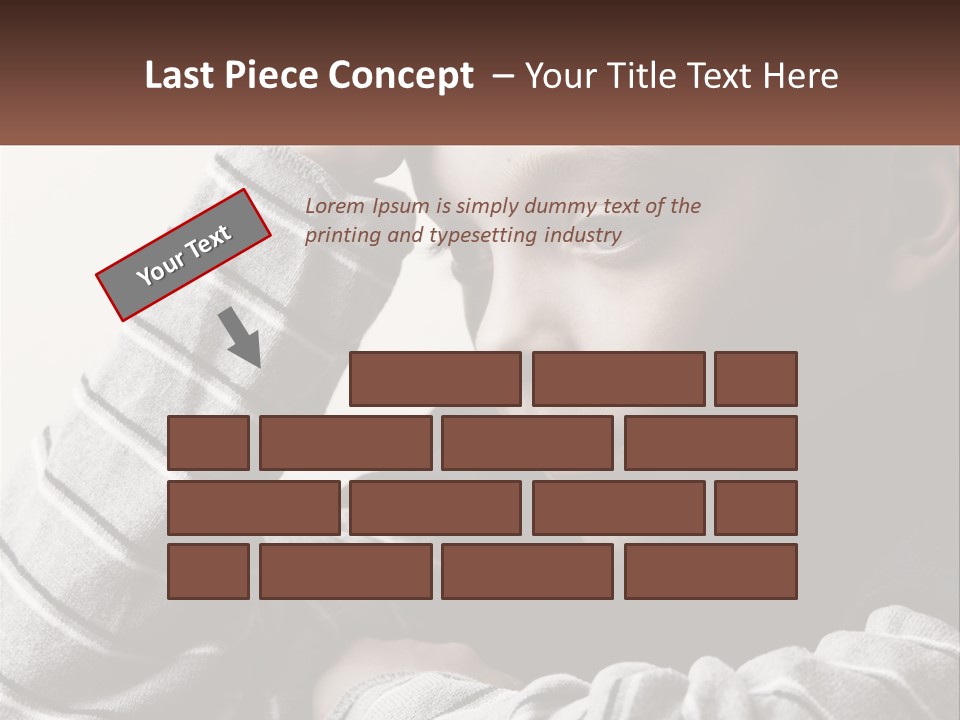 A Young Boy Holding His Head In His Hands PowerPoint Template