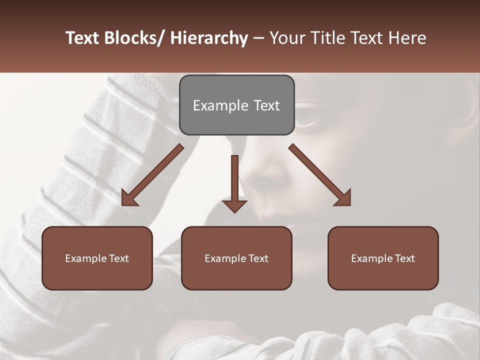 A Young Boy Holding His Head In His Hands PowerPoint Template