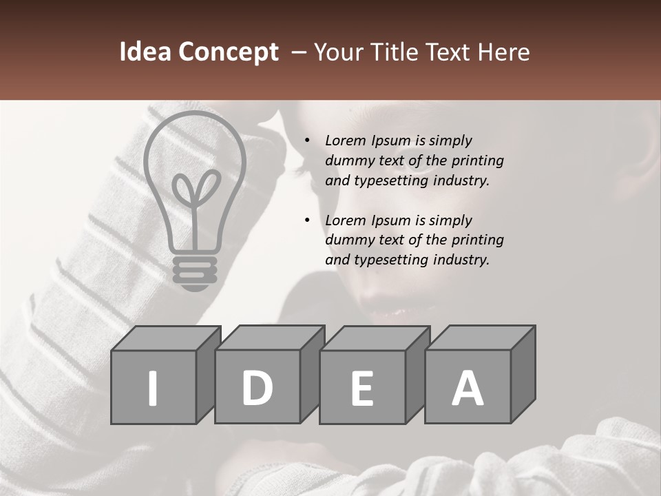 A Young Boy Holding His Head In His Hands PowerPoint Template