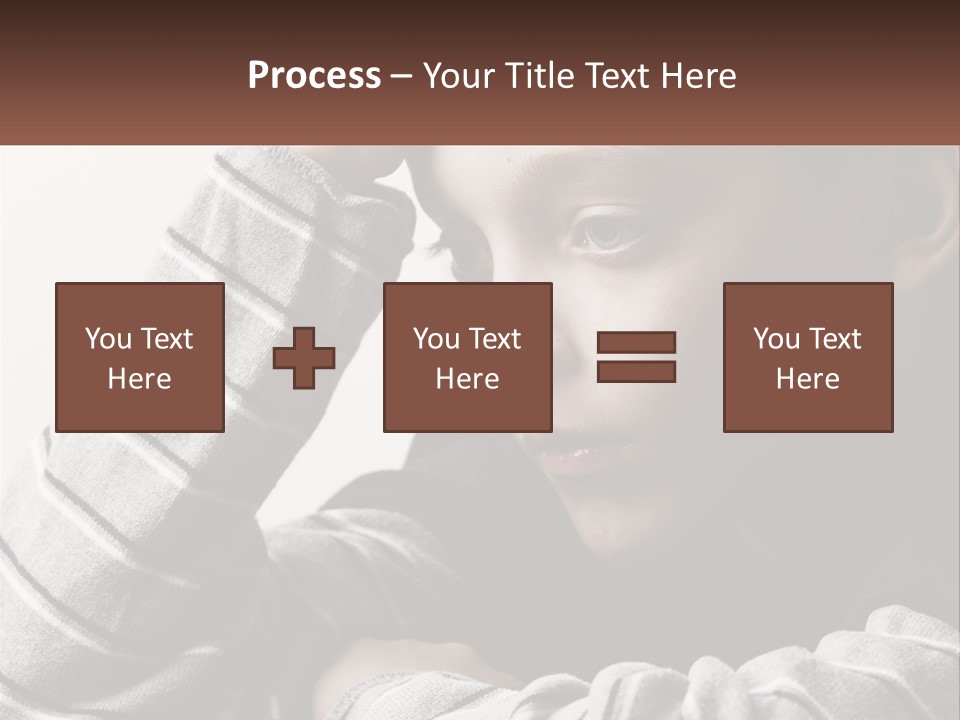 A Young Boy Holding His Head In His Hands PowerPoint Template
