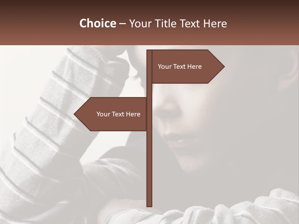 A Young Boy Holding His Head In His Hands PowerPoint Template