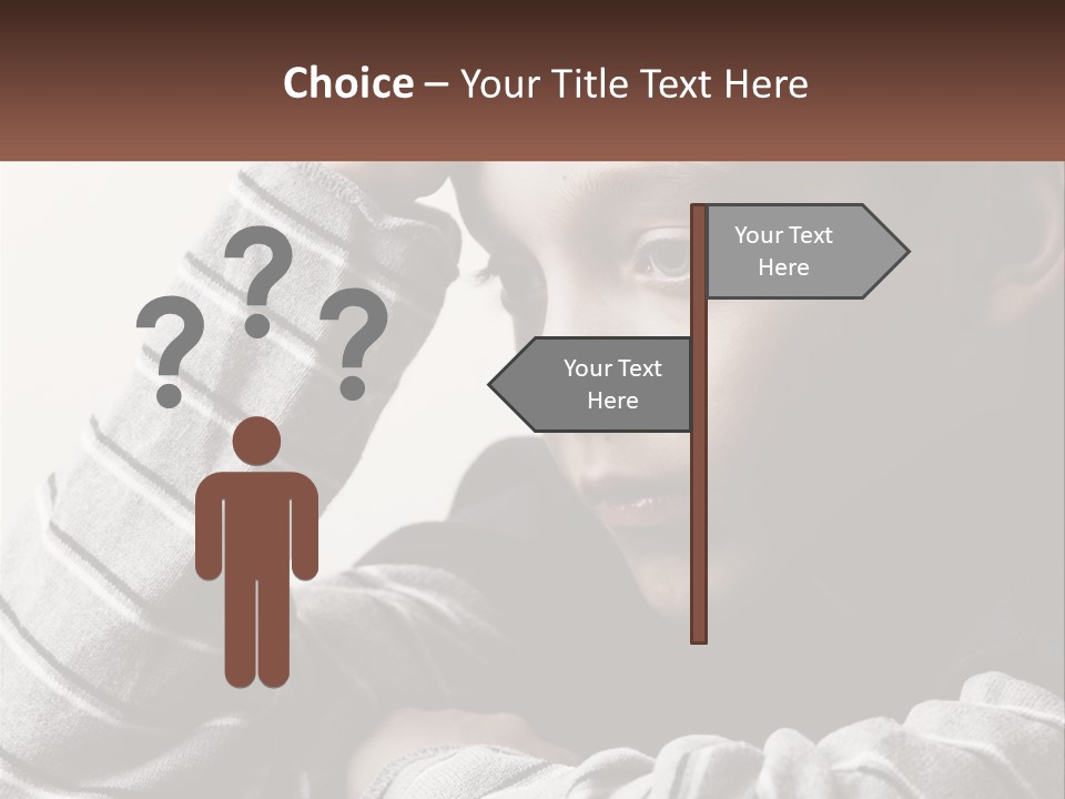 A Young Boy Holding His Head In His Hands PowerPoint Template