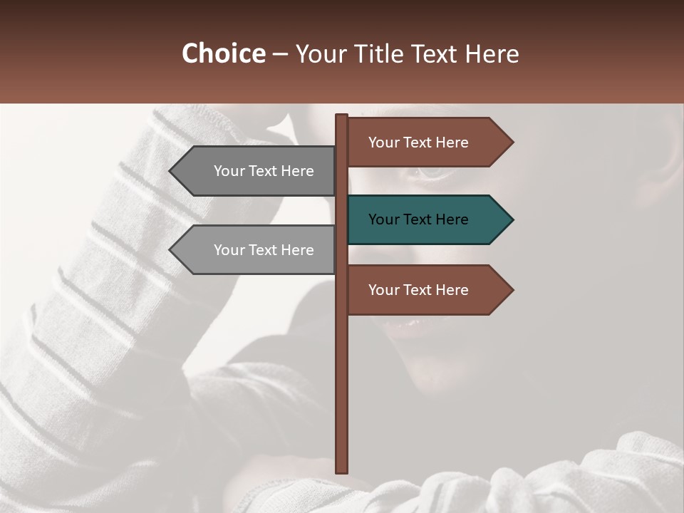 A Young Boy Holding His Head In His Hands PowerPoint Template