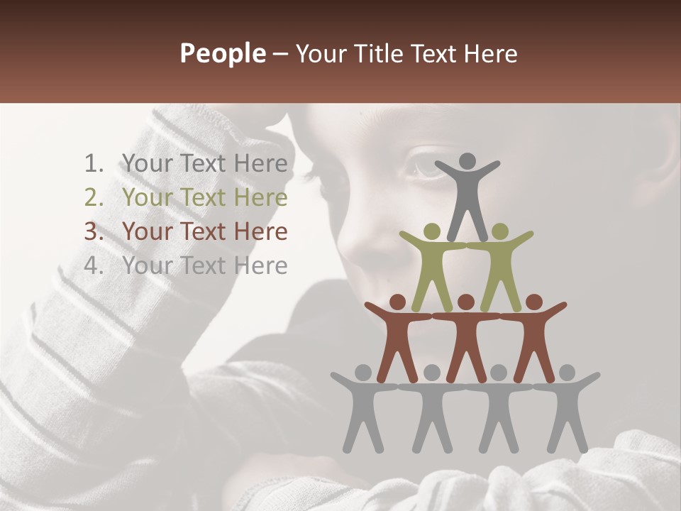 A Young Boy Holding His Head In His Hands PowerPoint Template