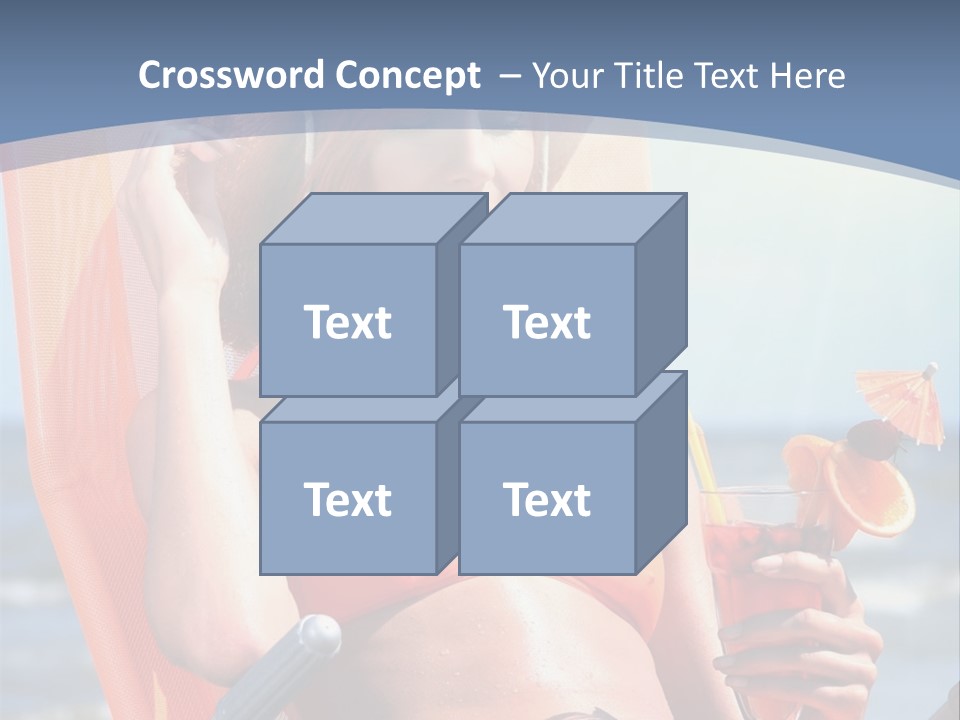 A Woman In An Orange Bikini Sitting On A Beach Chair PowerPoint Template