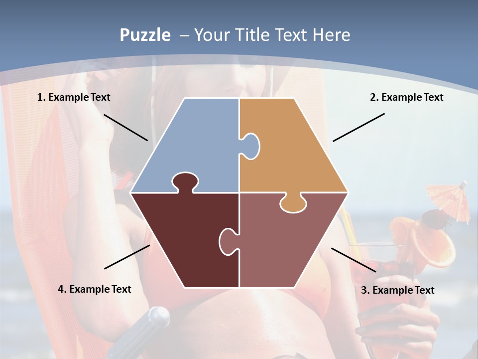 A Woman In An Orange Bikini Sitting On A Beach Chair PowerPoint Template