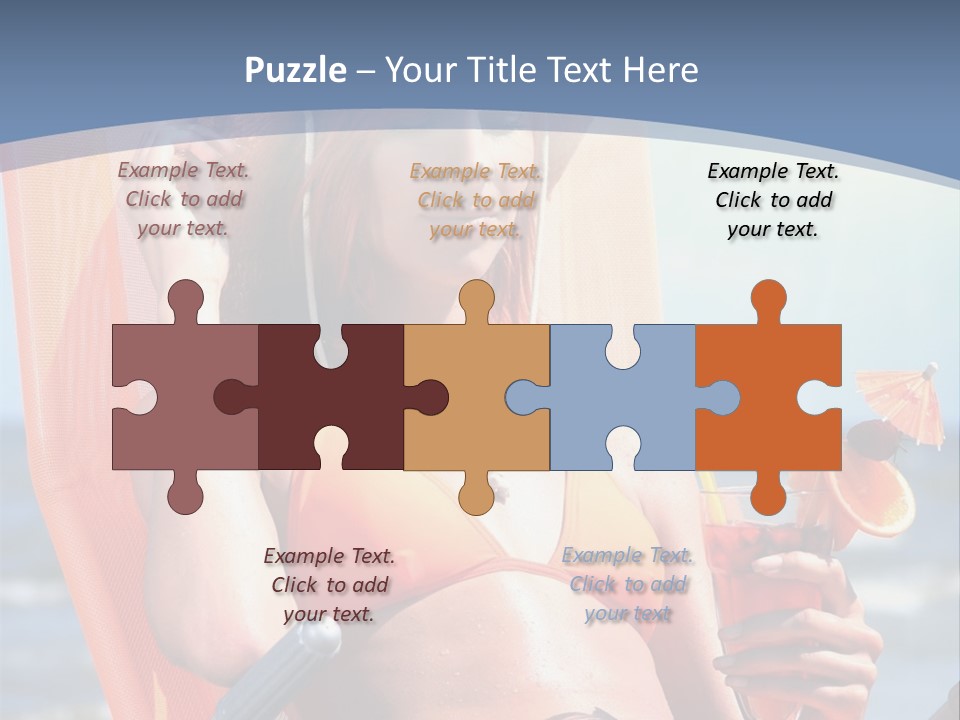 A Woman In An Orange Bikini Sitting On A Beach Chair PowerPoint Template