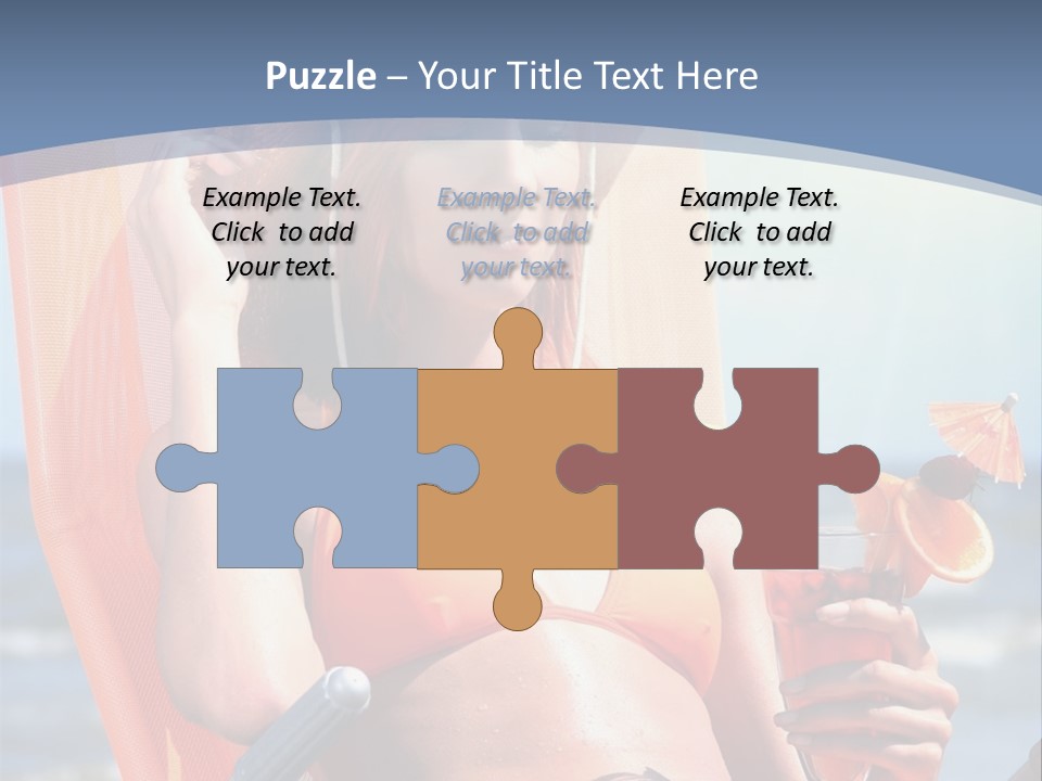 A Woman In An Orange Bikini Sitting On A Beach Chair PowerPoint Template