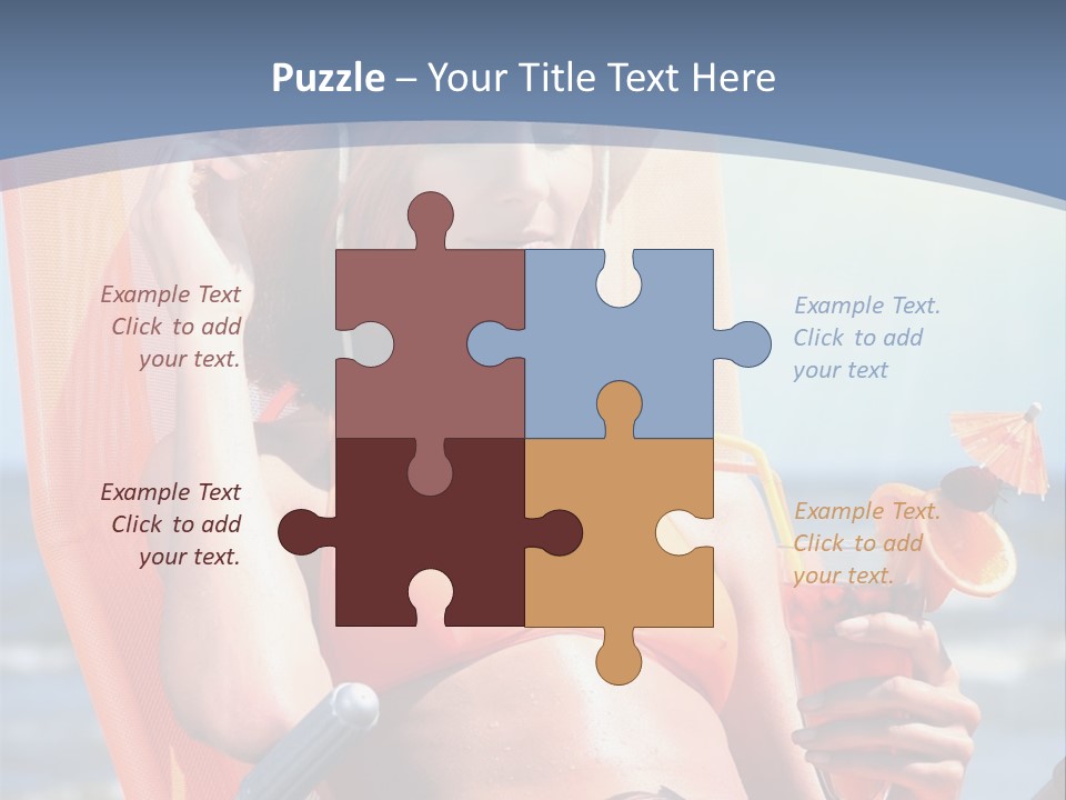 A Woman In An Orange Bikini Sitting On A Beach Chair PowerPoint Template