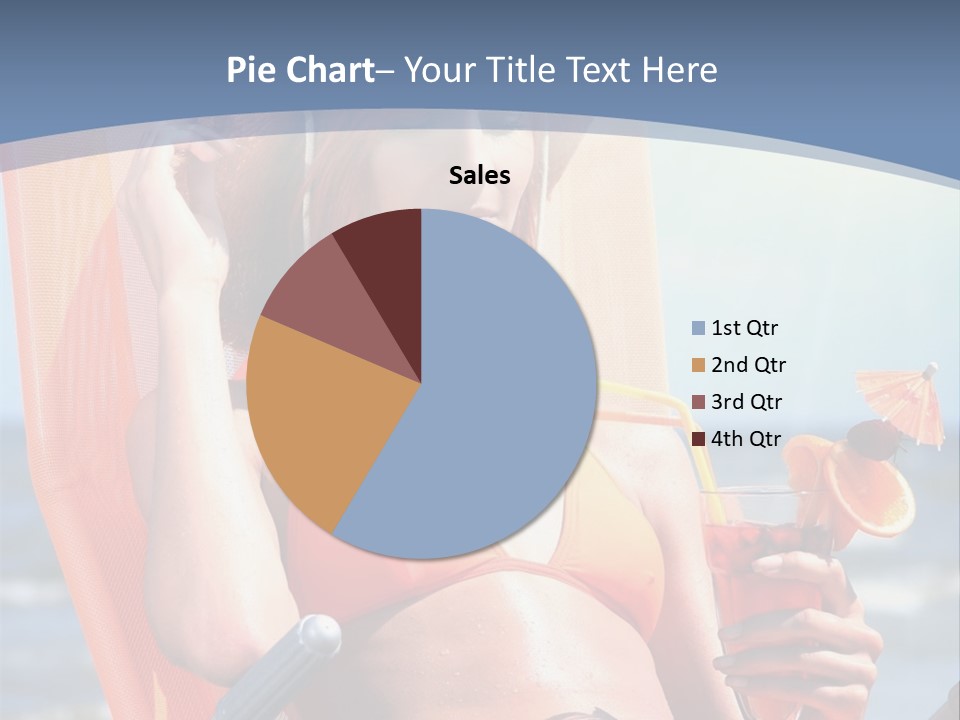A Woman In An Orange Bikini Sitting On A Beach Chair PowerPoint Template