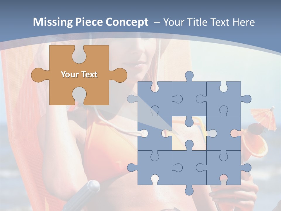 A Woman In An Orange Bikini Sitting On A Beach Chair PowerPoint Template